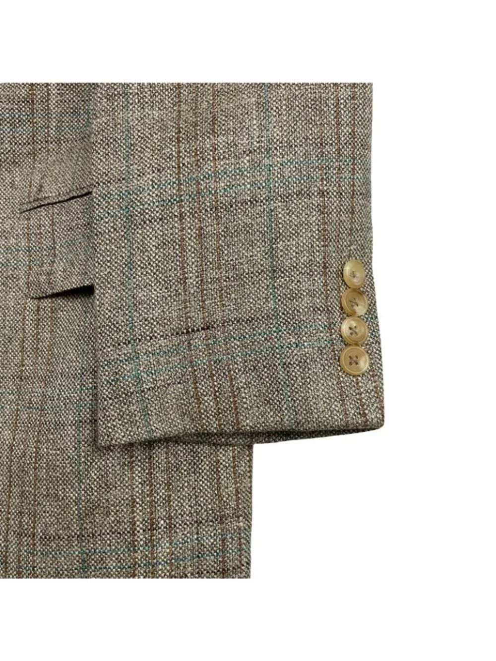 NEW Hickey Freeman Men's Tweed 2-Button Blazer Beige/Green Plaid • 40S US_4
